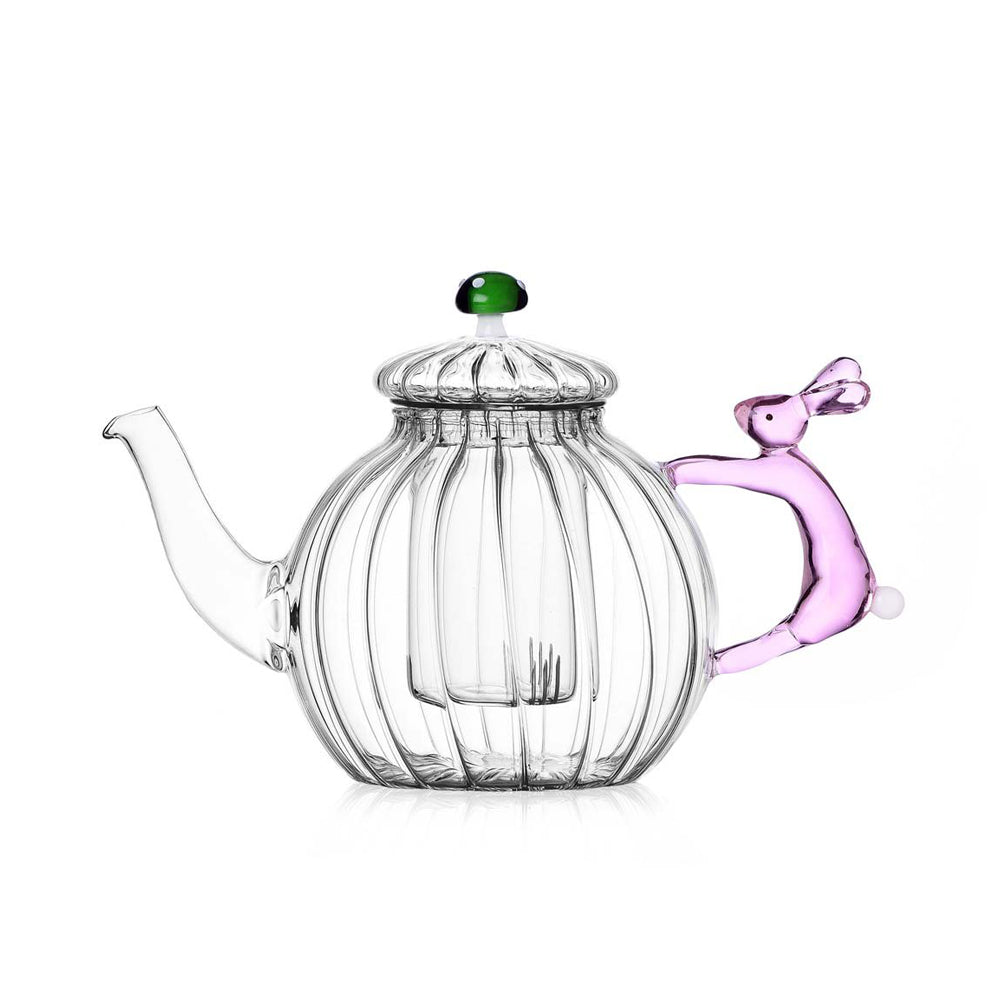 Ichendorf Alice Teapot Pink Rabbit + Green Mushroom