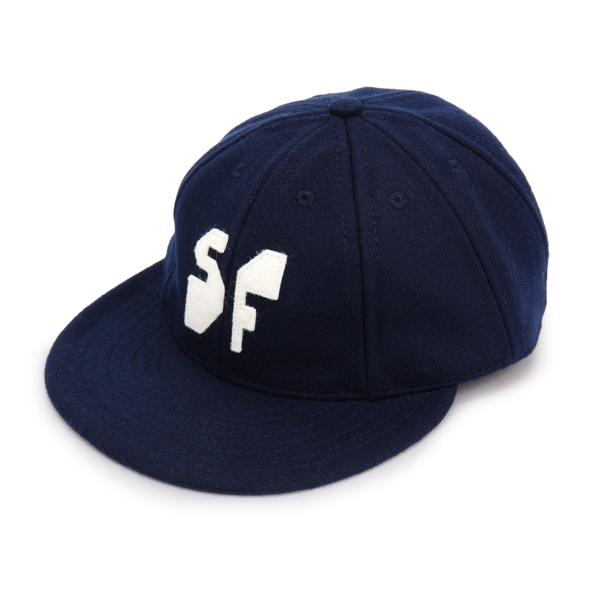 A navy blue baseball cap with a white embroidered 'SF' logo on the front, shown against a plain white background.