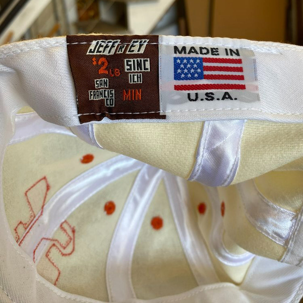 Jeffrey Sincich 8-Panel Wool SF Baseball Cap: White; inside label detail