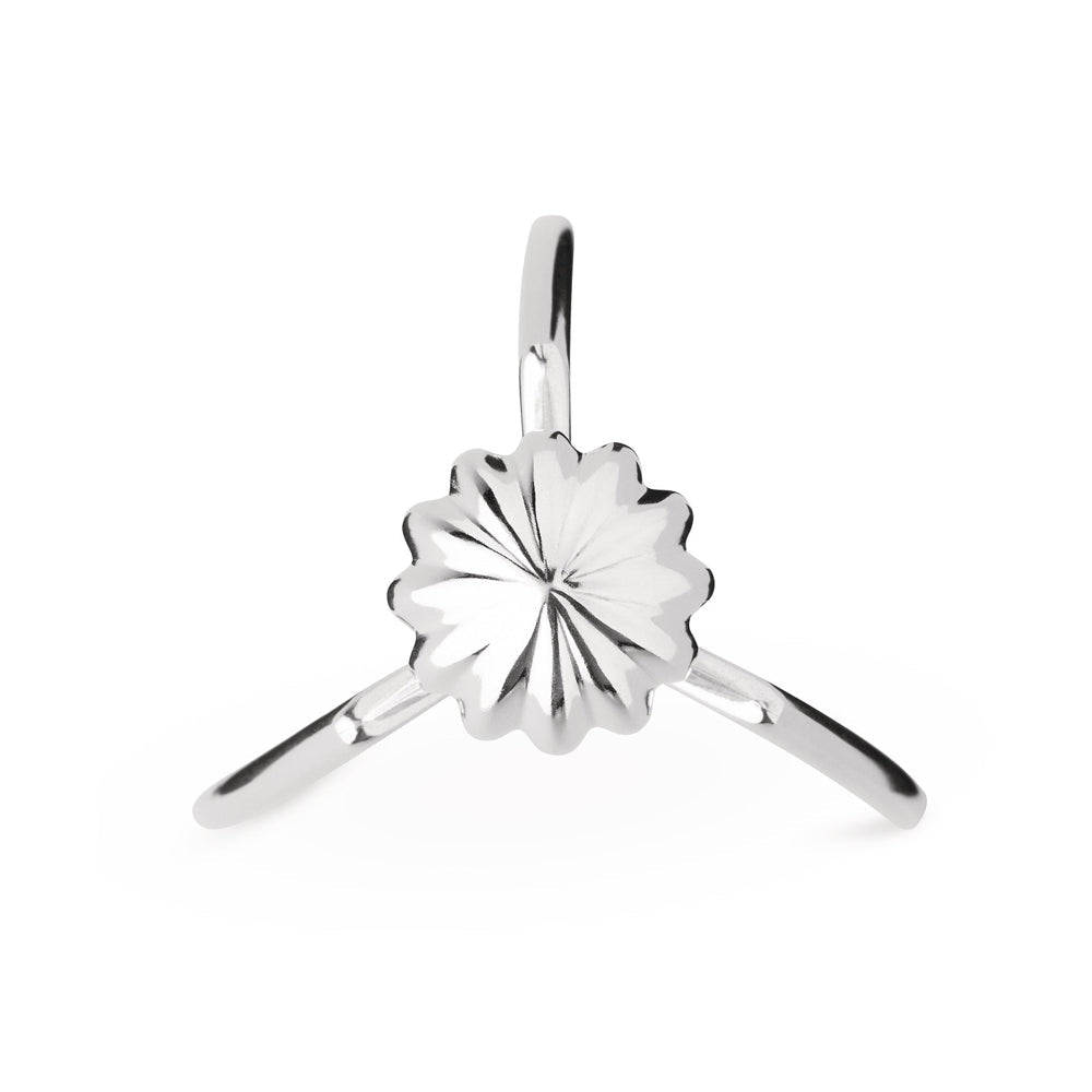 Top view; silver unique design on a white background