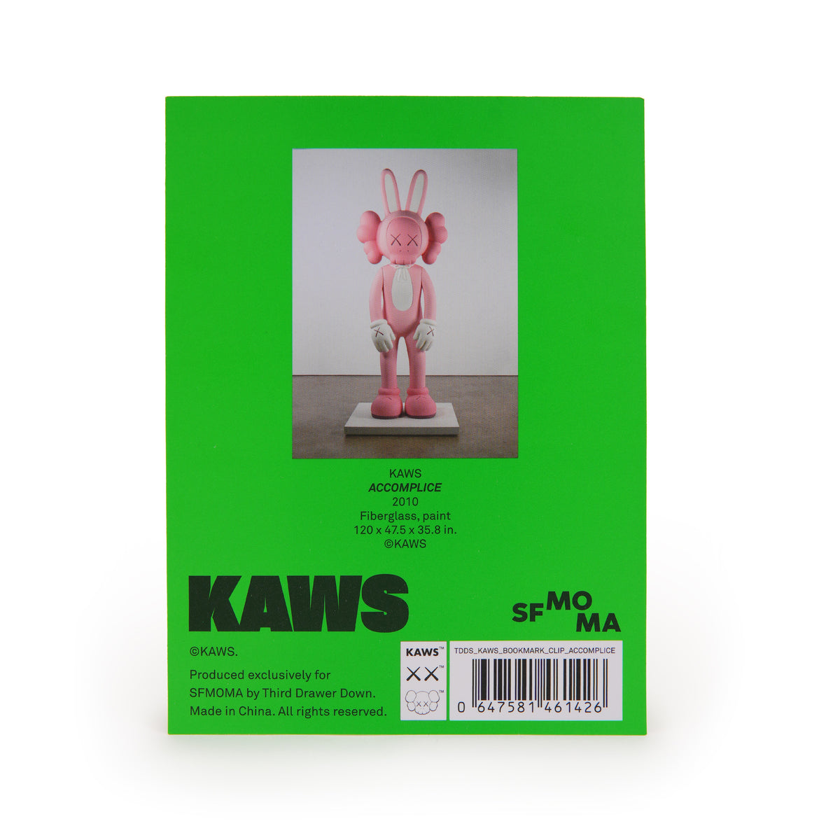 KAWS ACCOMPLICE Bookmark Clip back view of card