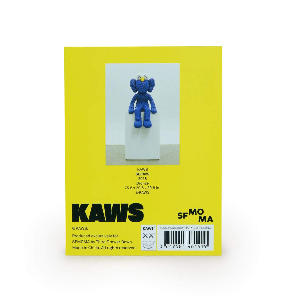 KAWS SEEING Bookmark Clip backing card