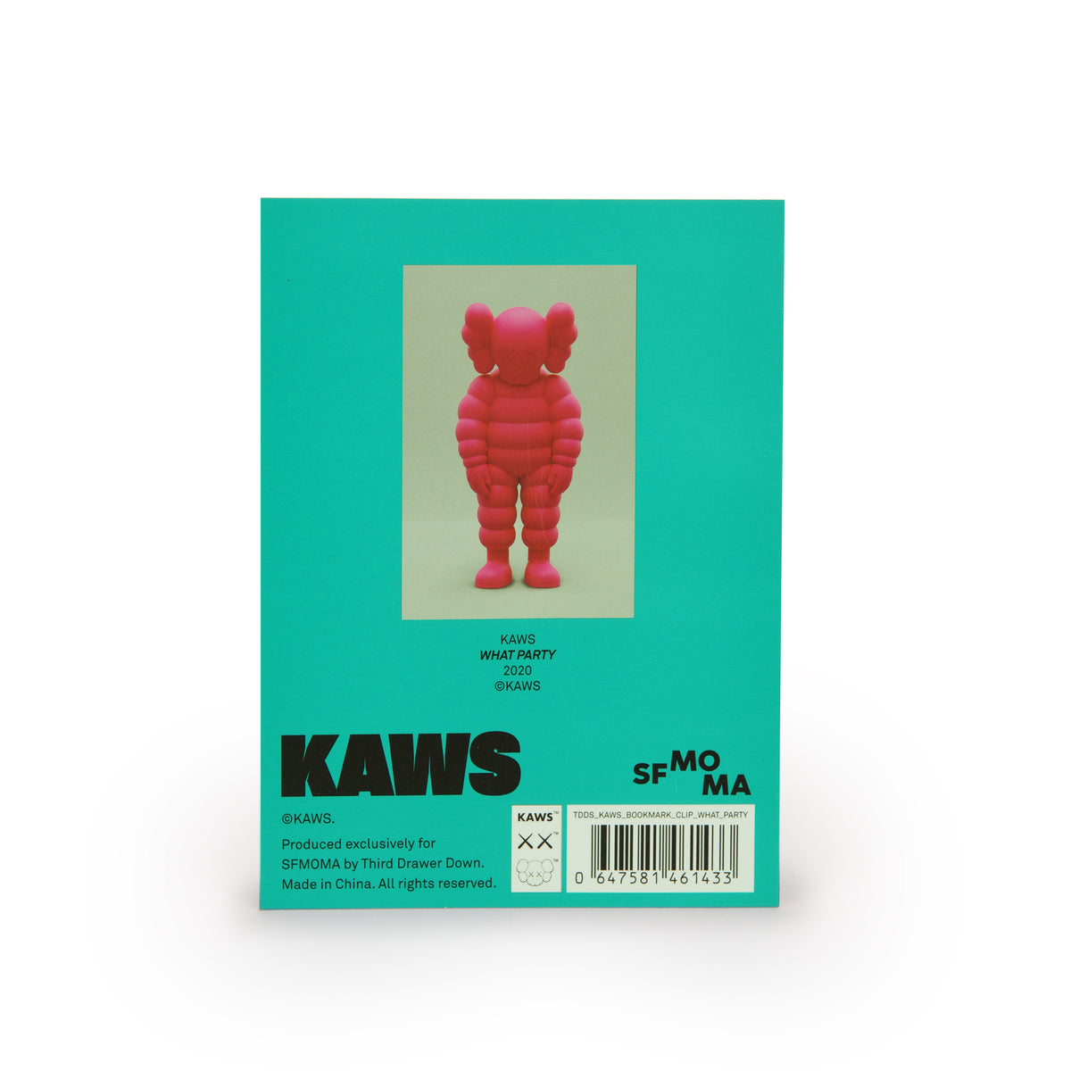 KAWS WHAT PARTY Bookmark Clip back view of backing card