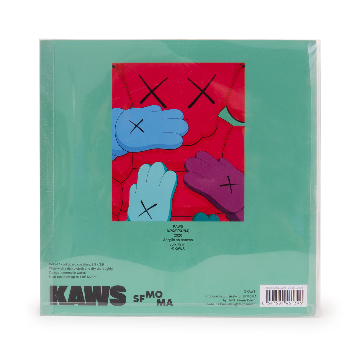 Packaging of the KAWS coaster set, back view