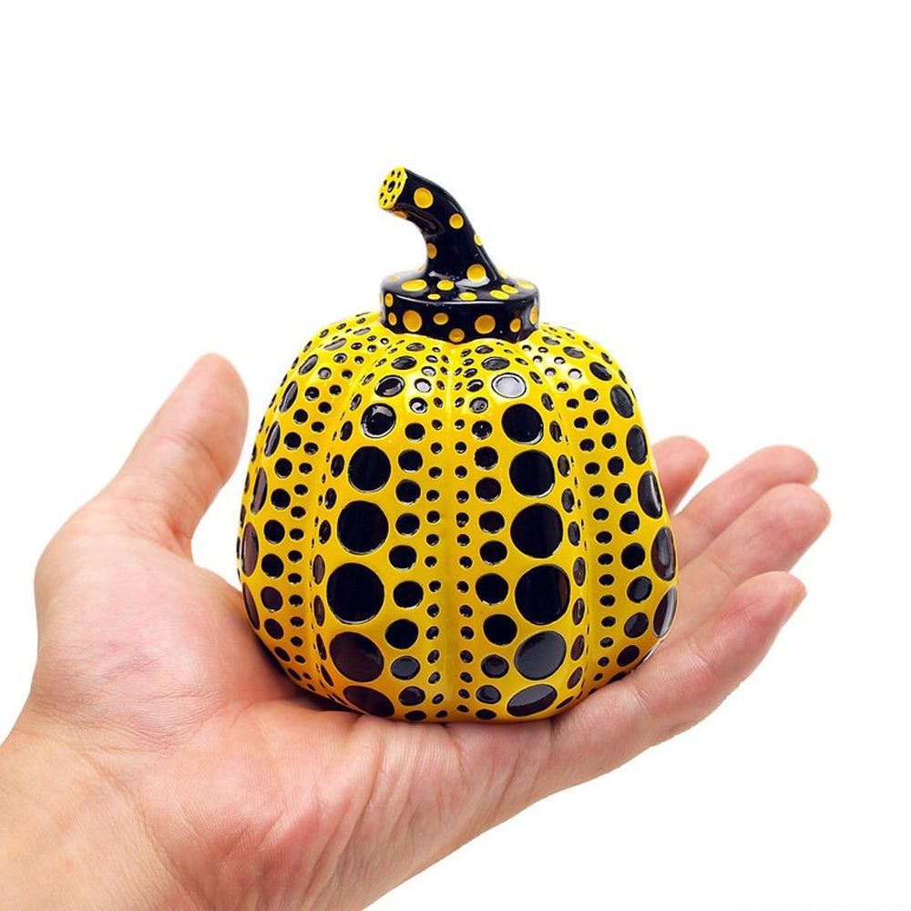 Hand Holding Kusama Object Pumpkin Yellow