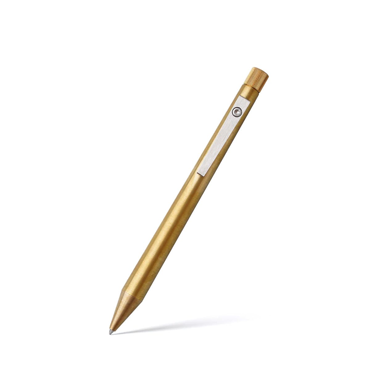 Brass pen on a white background