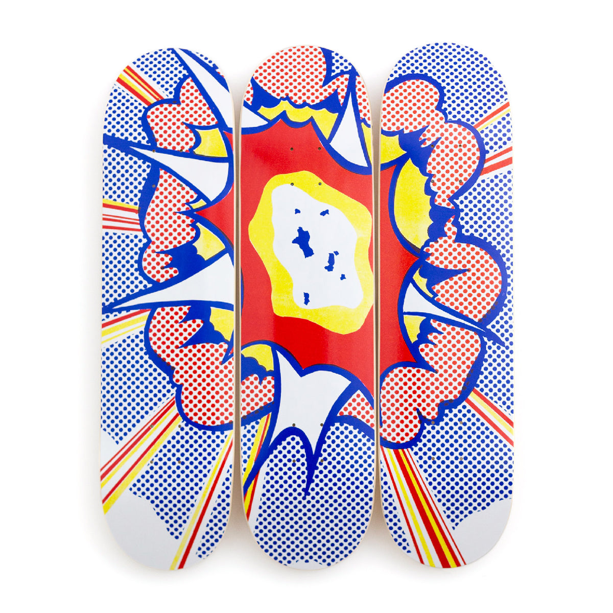 Lichtenstein Explosion Triptych Skateboards