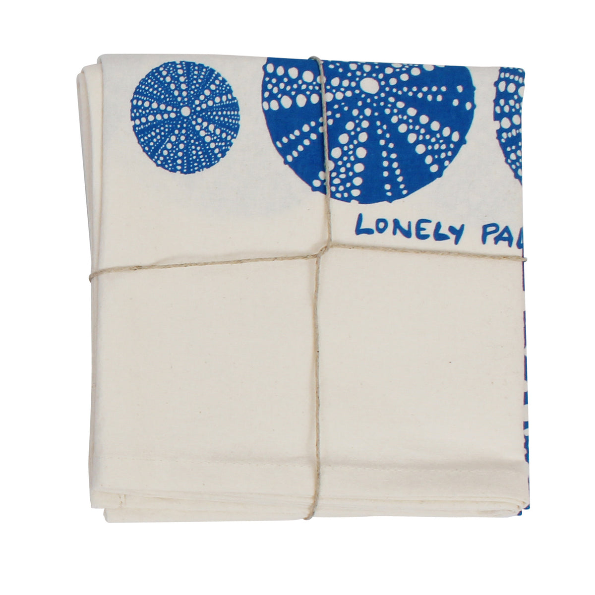 Sea Urchin Seashell Tea Towel packaging by Lonely Palm Ranch