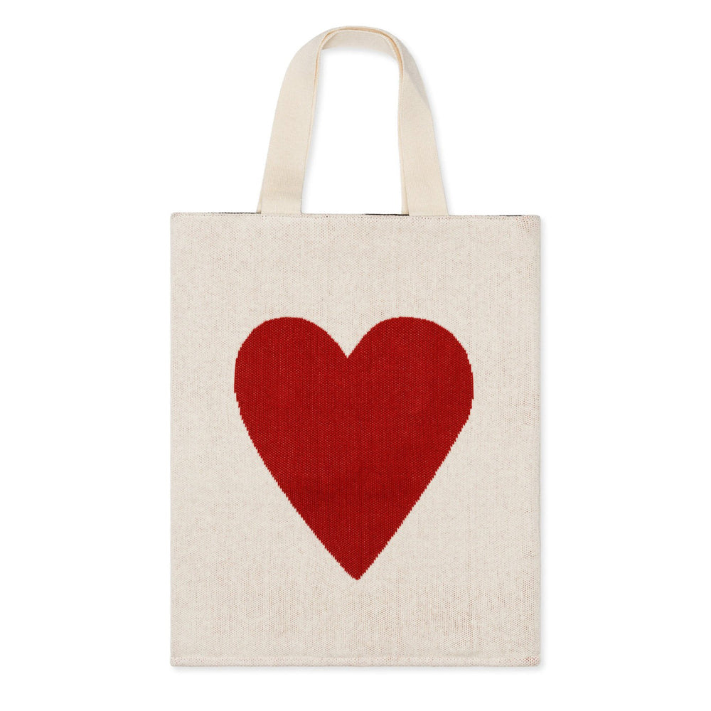 Love Red Heart Knit Tote