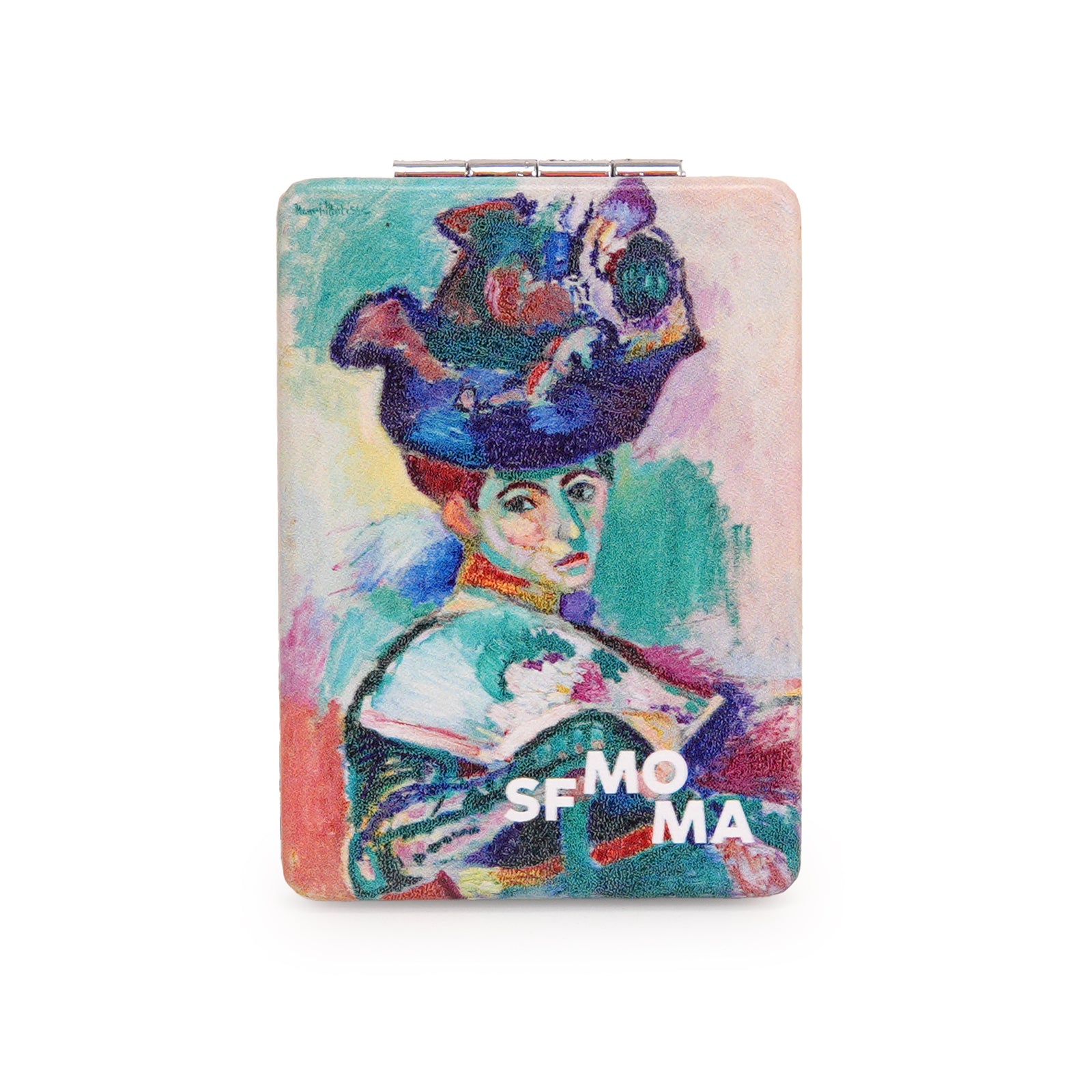 Matisse Compact Pocket Mirror closed with SFMOMA logo showing