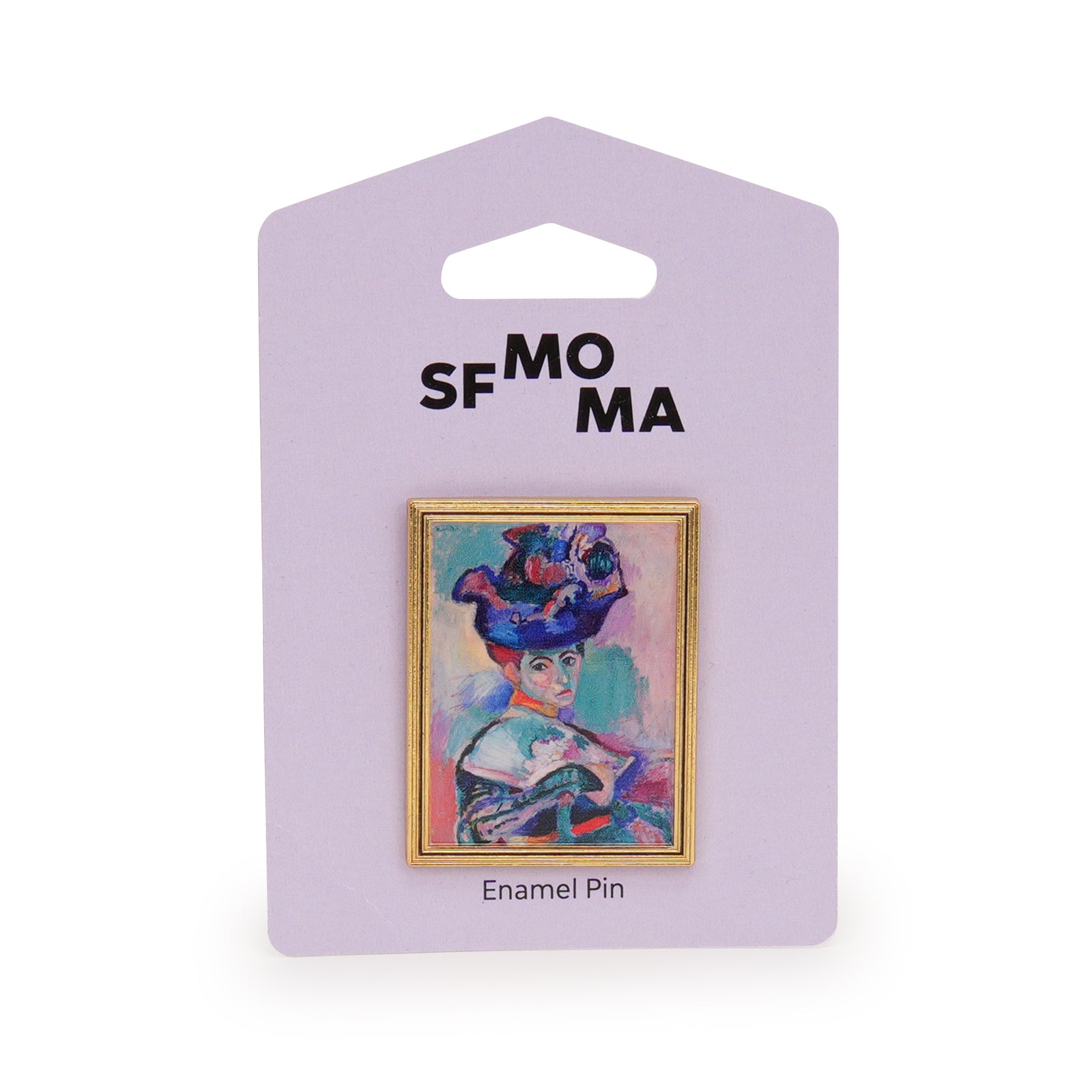 Matisse Enamel Pin: Femme au Chapeau on backing card