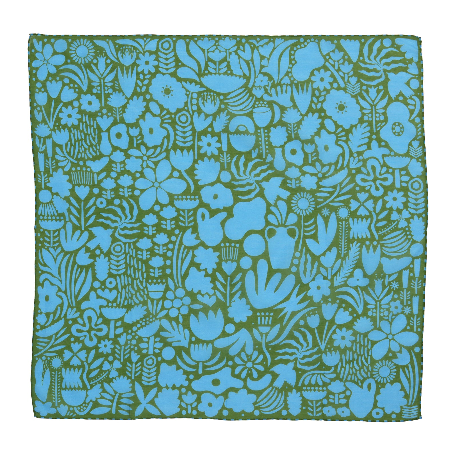 SFMOAM Henri Scarf: Blue/Green front view on white