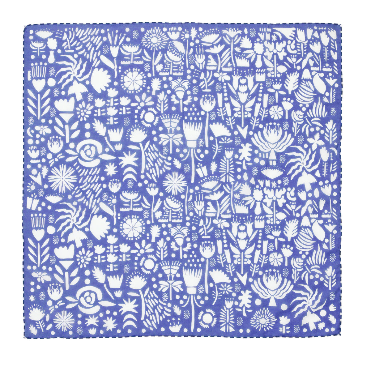 Blue fabric with white floral pattern (back side)