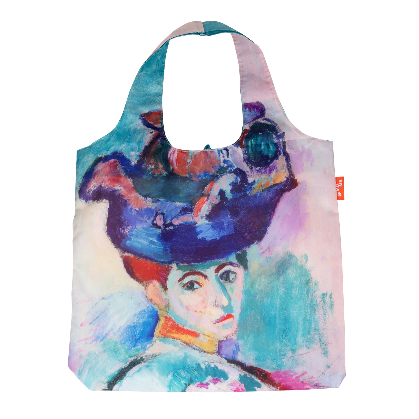 Matisse Travel Tote: Femme au Chapeau shown open against white background front view