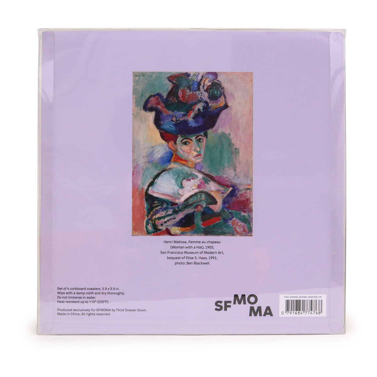 Matisse Coasters: Set of 4 back view of packaging