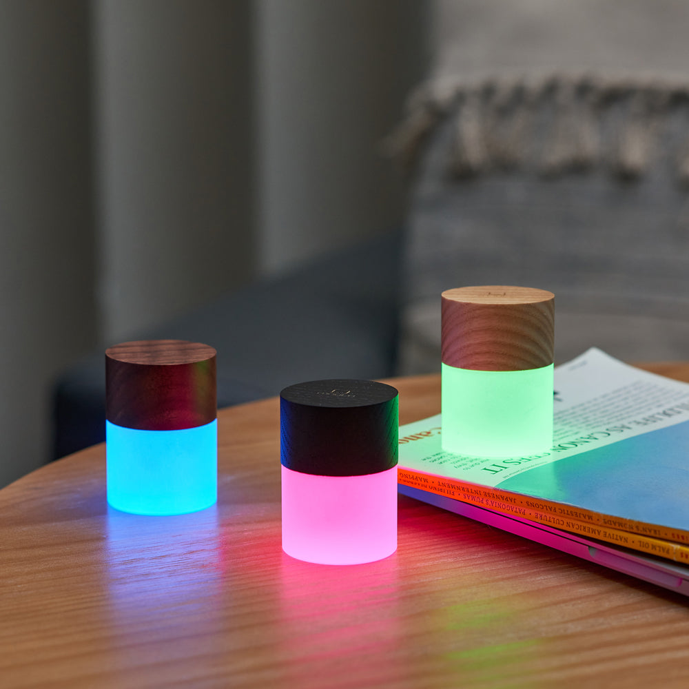 Three mini lights with different colors.