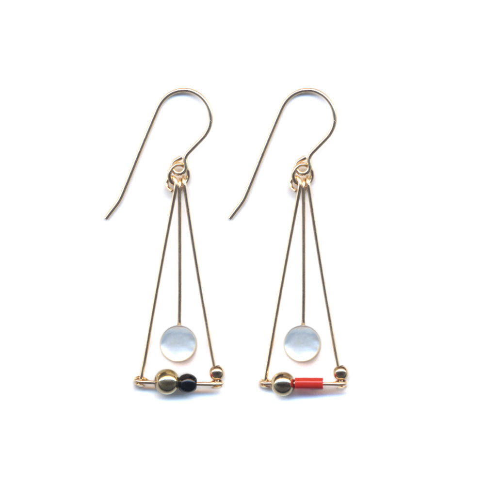 Mismatched Mother of Pearl Triangle Earrings