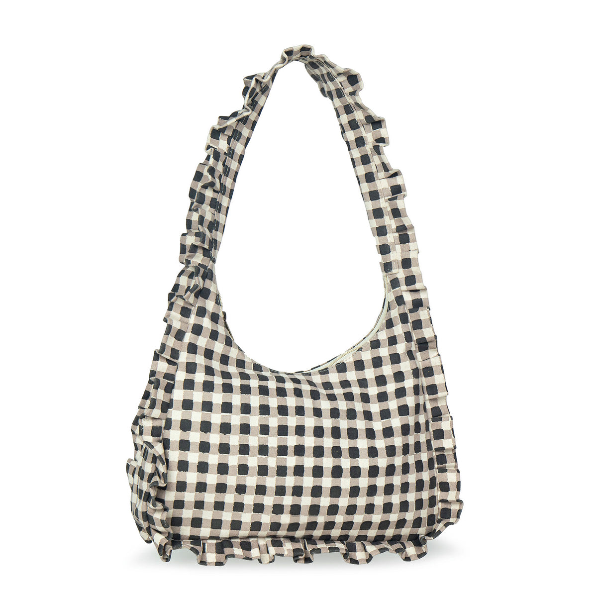 Momo Shoulder Bag: Black Gingham