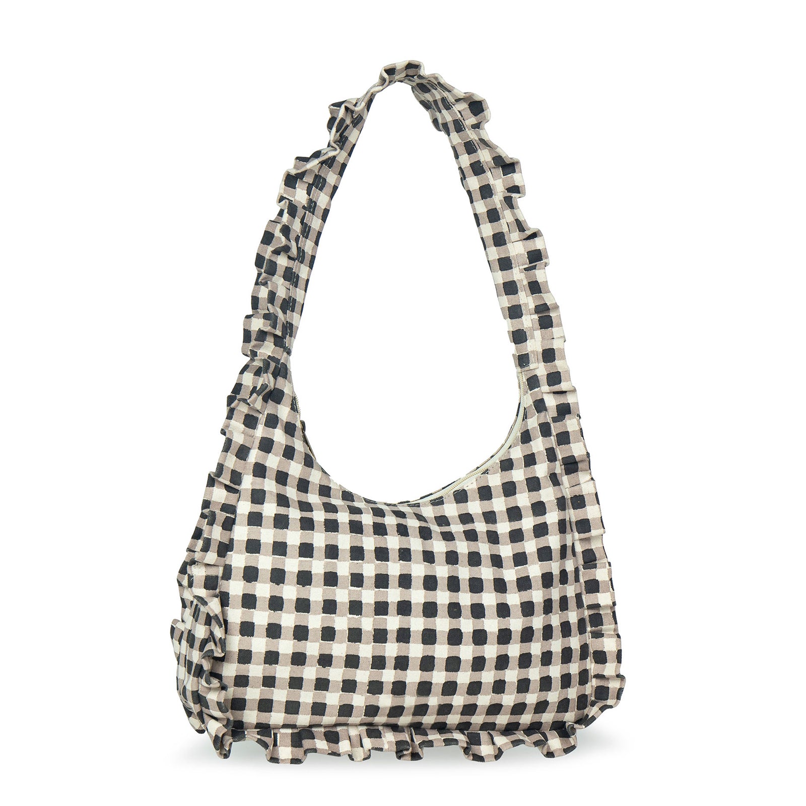 Momo Shoulder Bag: Black Gingham