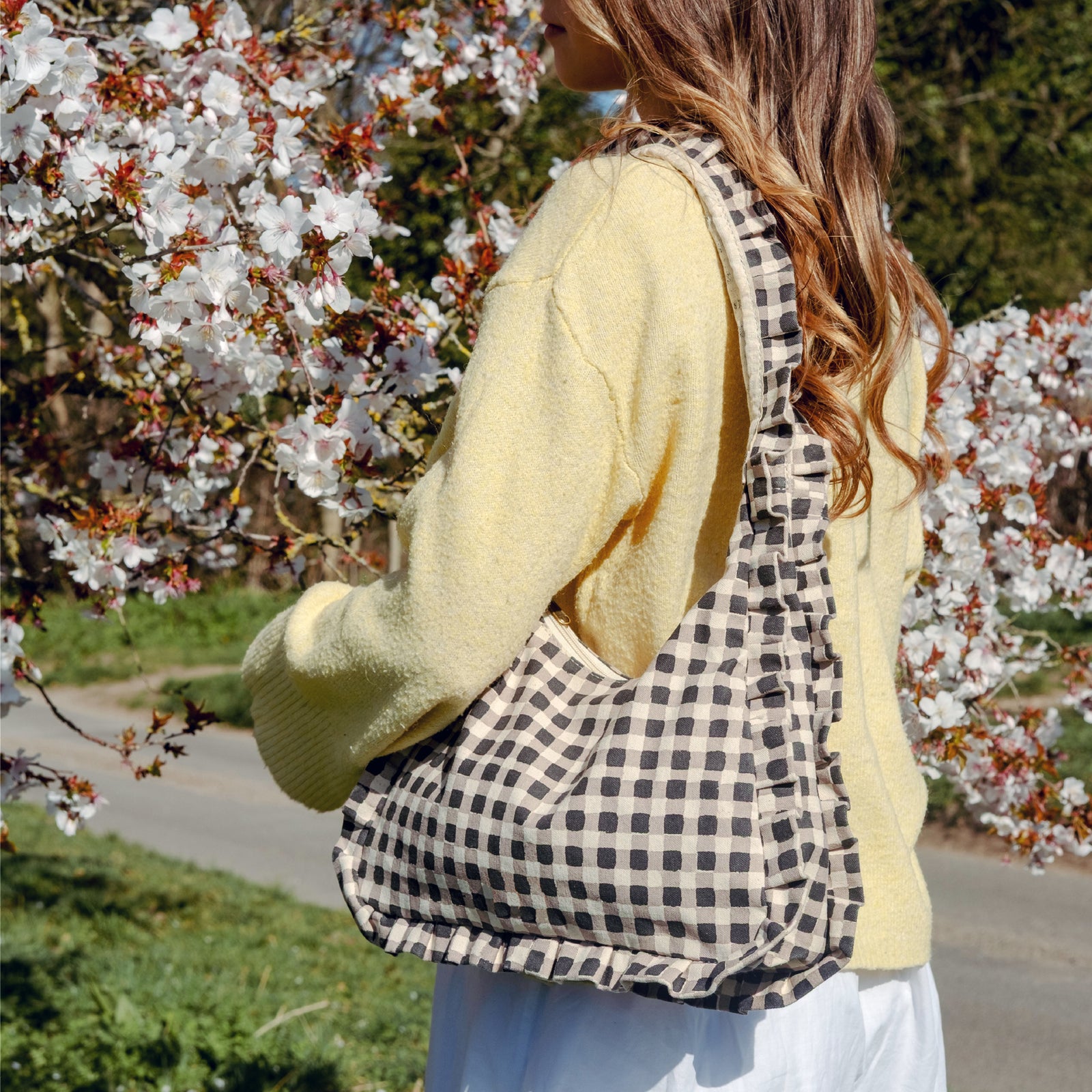 Momo Shoulder Bag: Black Gingham