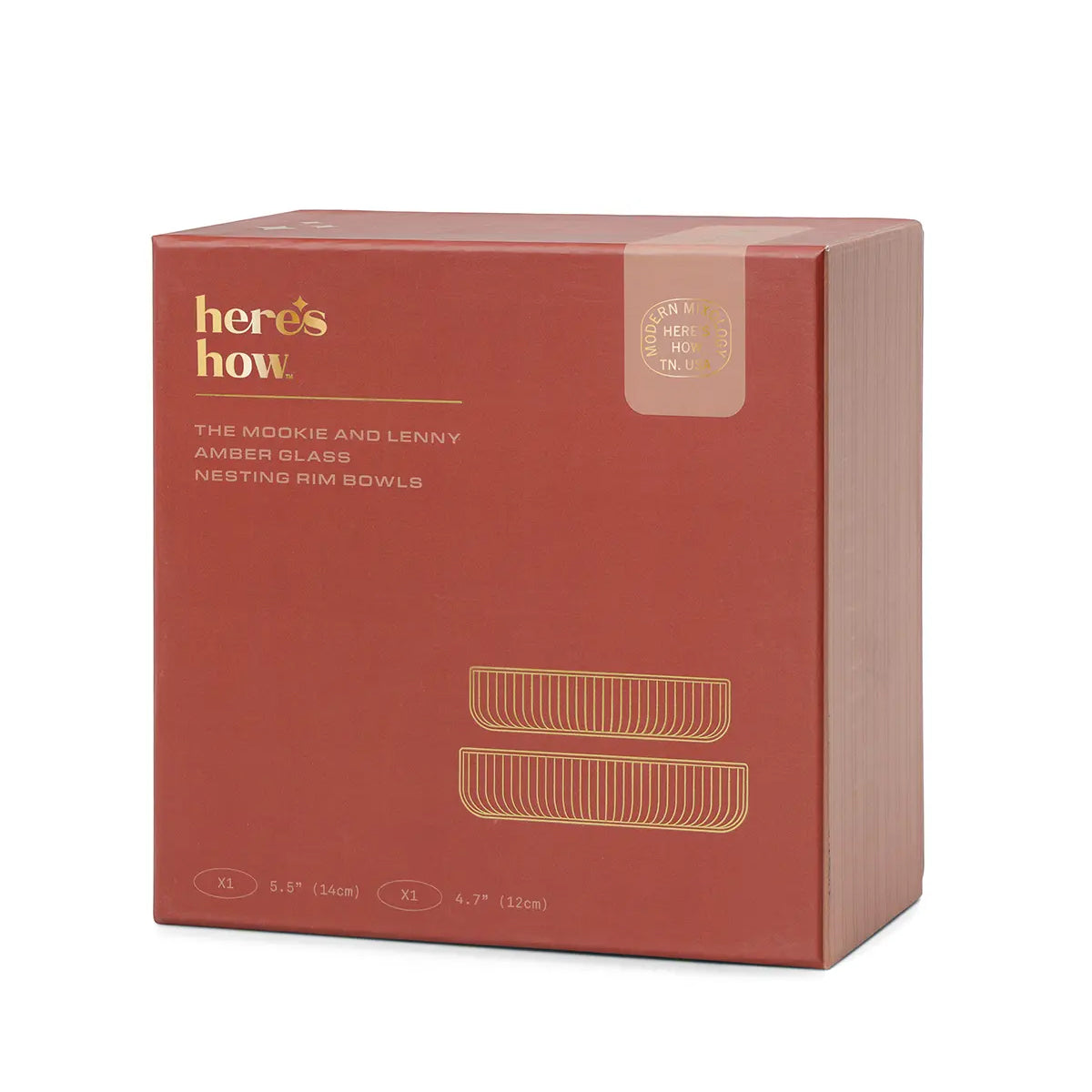 Red box with 'here's how' branding and product details on a white background