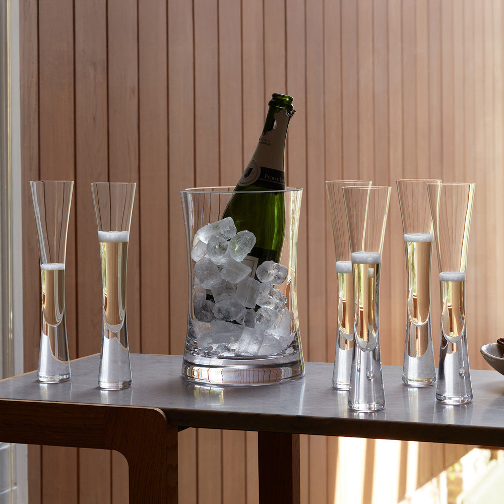 The Moya Champagne Flutes (Set of 2) displayed together.