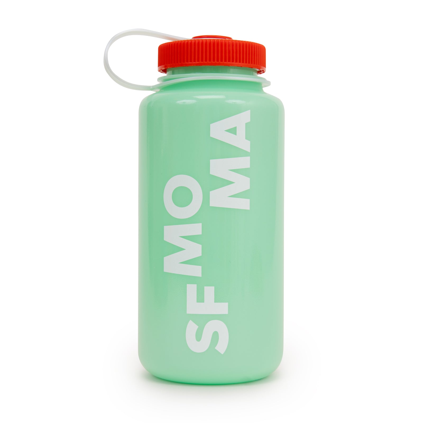 SFMOMA Glow-in-the-Dark Green Wide Mouth 32 oz. Nalgene Bottle front view