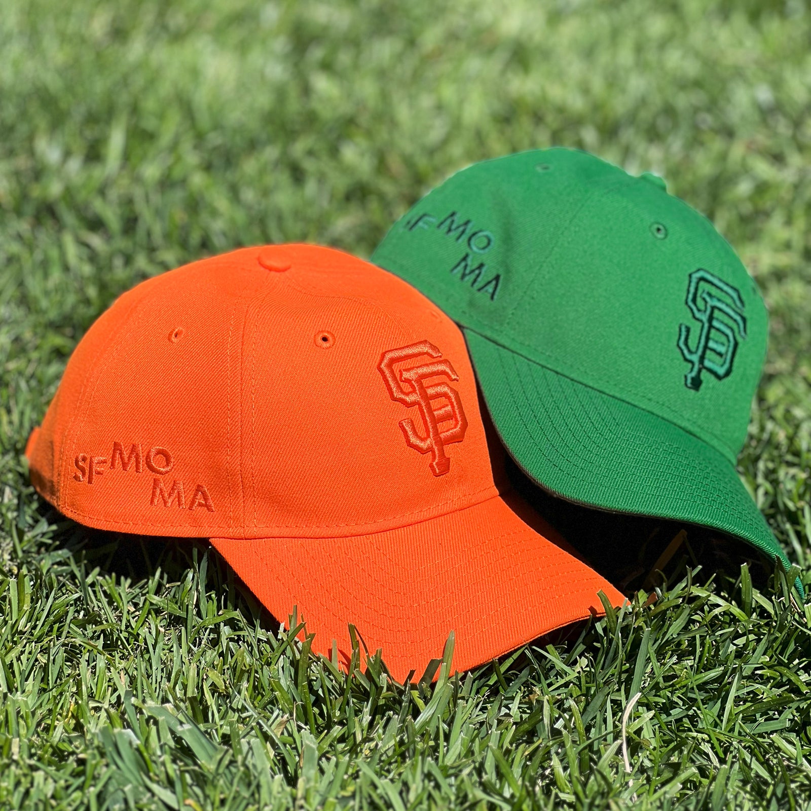 SFMOMA x SF Giants Adjustable Hat: Orange facing right