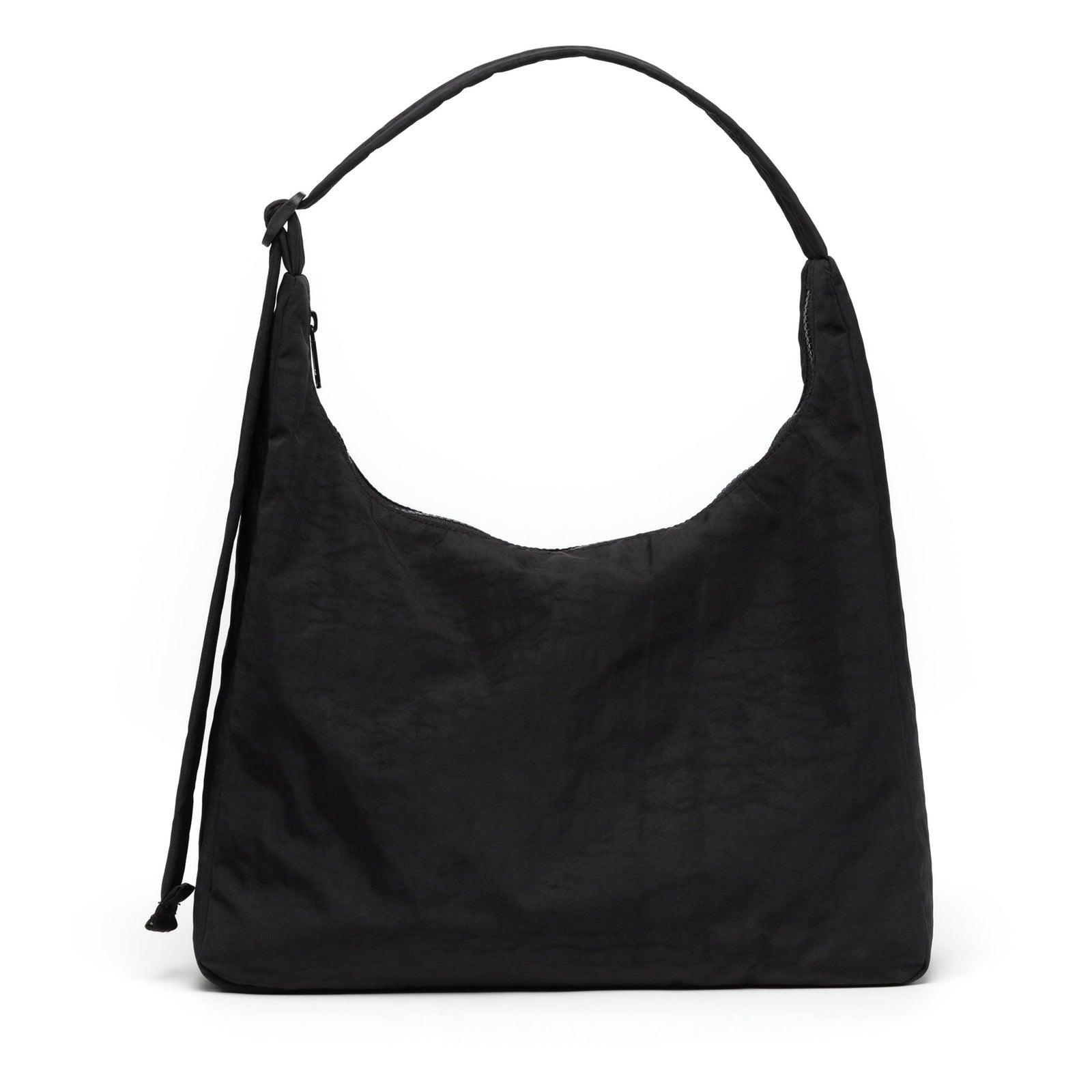 Black shoulder bag on a white background