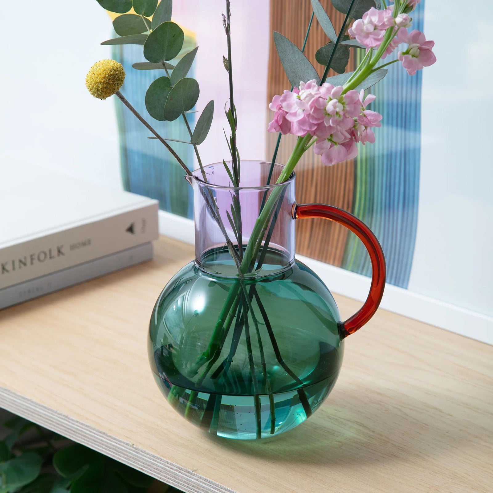Pablo Large Glass Jug: Teal, Purple + Amber - SFMOMA Museum Store