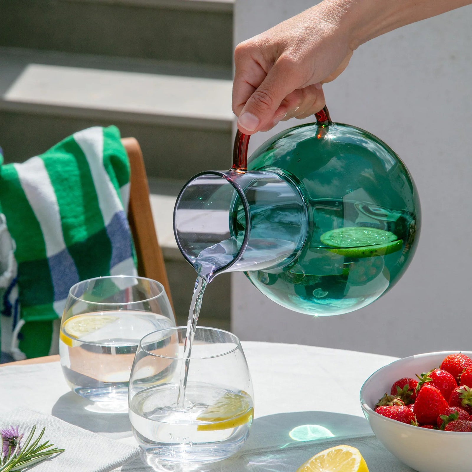 Pablo Large Glass Jug: Teal, Purple + Amber - SFMOMA Museum Store