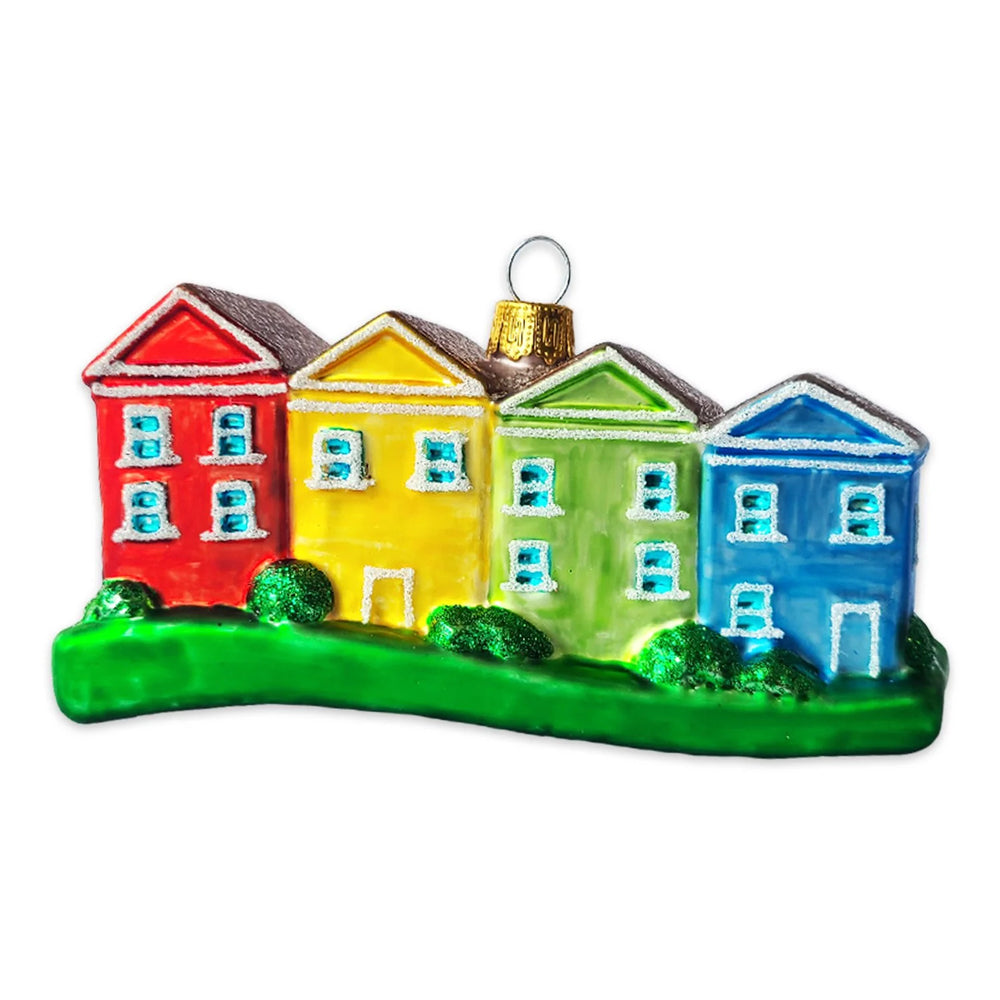 Back view of painted ladies ornament.