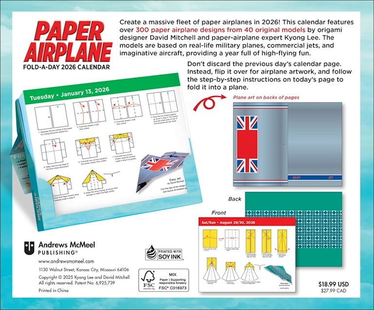 2026 Paper Airplane Fold-a-Day Calendar