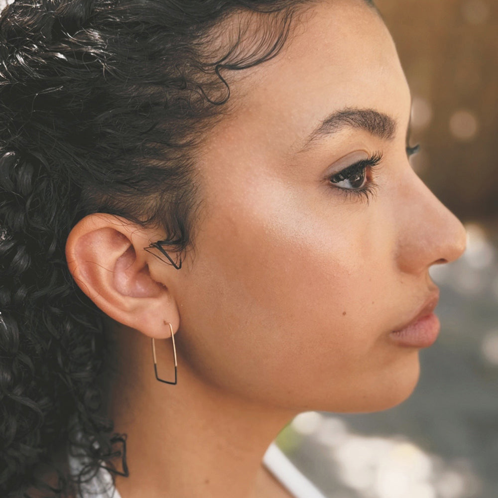 Patina Dipped Mini Rectangle Hoops - SFMOMA Museum Store