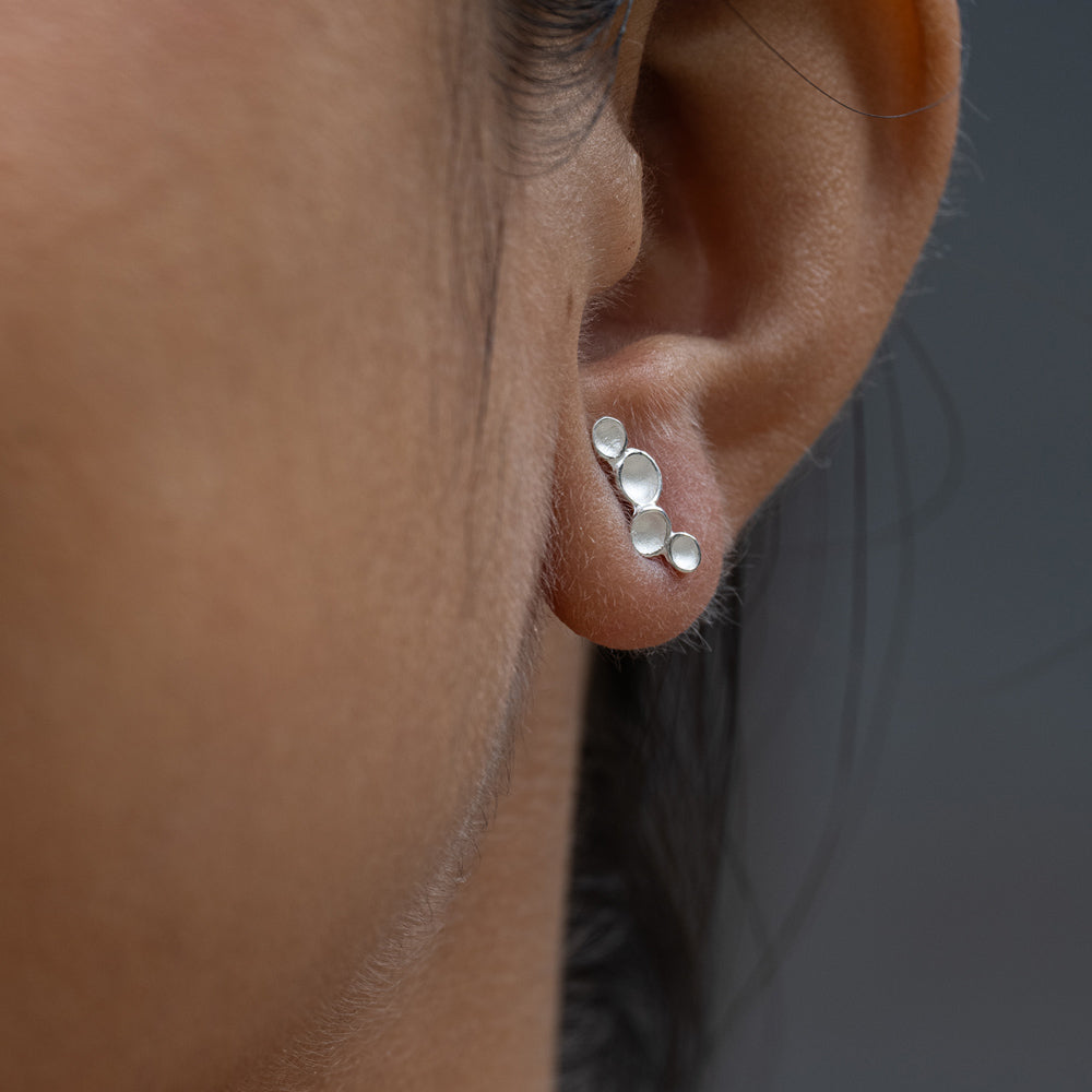 Ripple Pod Silver Post Earrings