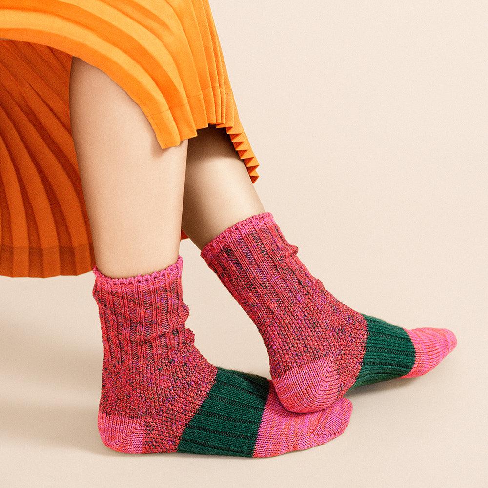 Close-up view model wearing socks.