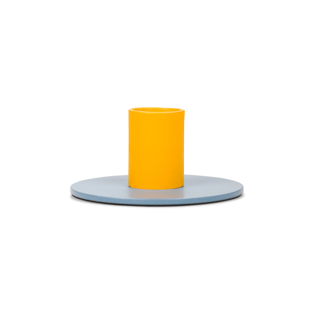 Small Two-Tone Metal Candle Holder: Pompadour + Saffron