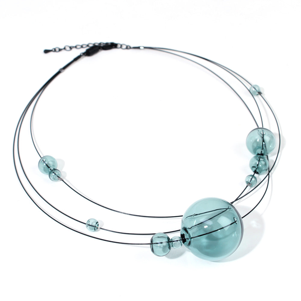 Cumulus Aqua Layered Glass Necklace SFMOMA Museum Store