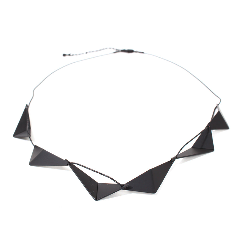 Front view of geometric necklace.