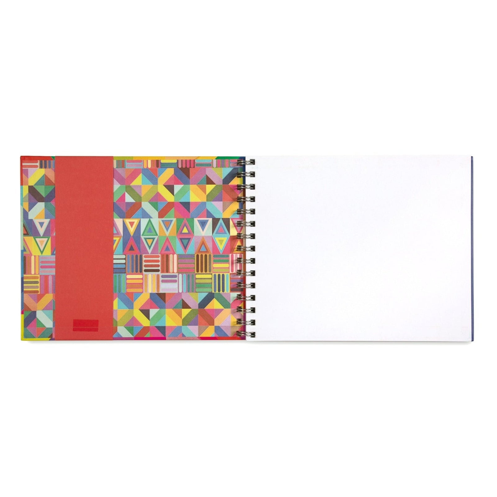 Colorful geometric-patterned sketchbook with 'Artist Sketchbook' text on a white background