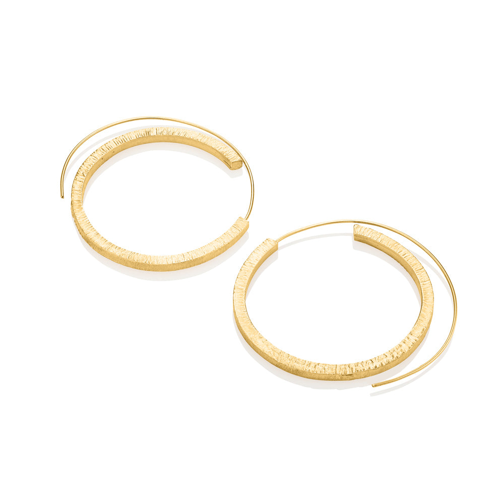 Minimalist Gold-Plated Brass Hoop Earrings - Circle of Eternity | NOVICA