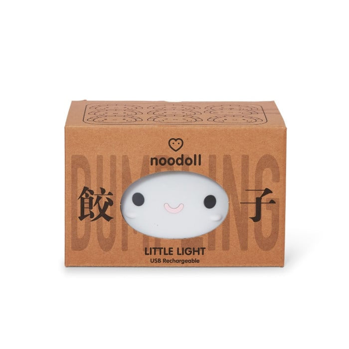 Kraft paper packaging for a USB rechargeable product with 'noodoll' branding on a white background.