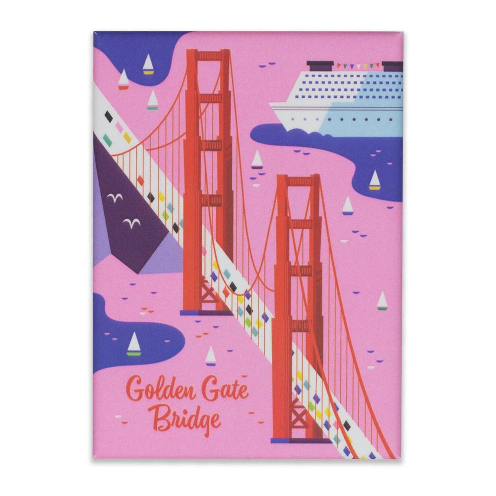 Front view of the Golden Gate Bridge Pink magnet.