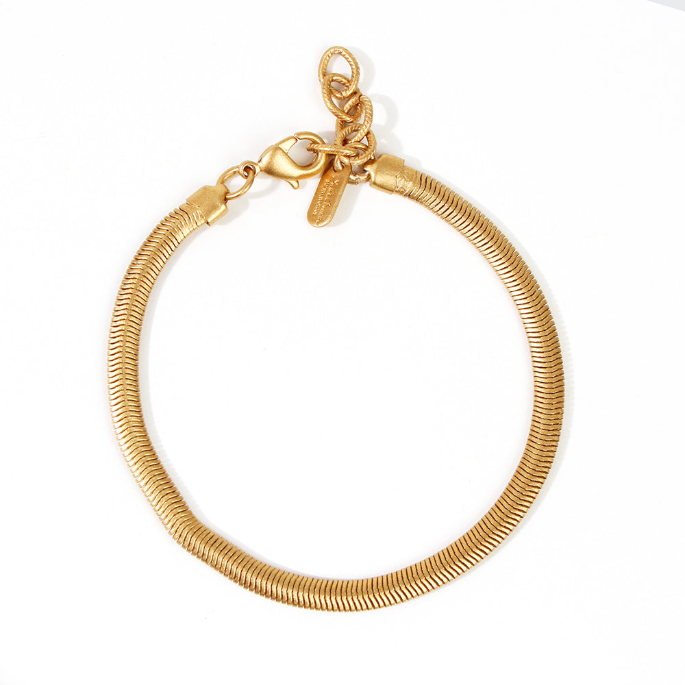 Generic Gold Plated Herringbone Flat Snake Chain Bracelet - 5 MM @ Best  Price Online | Jumia Egypt
