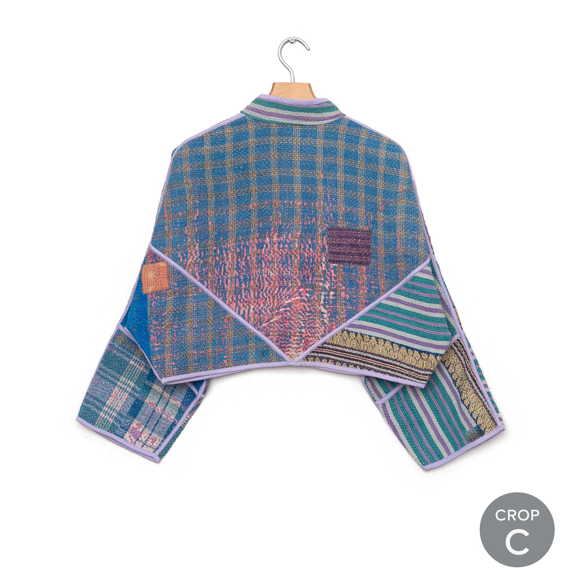 。*様 KARU RESEARCH CROPPED JACKET Kartik Research Blue Kantha Cropped Jacket Kartik Research