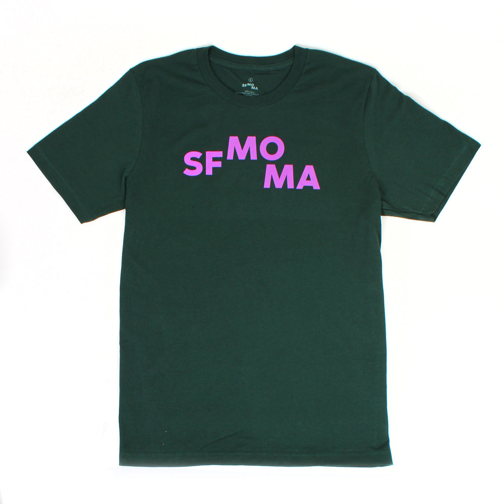 SFMOMA Logo T-shirt: Green/Fuscia front