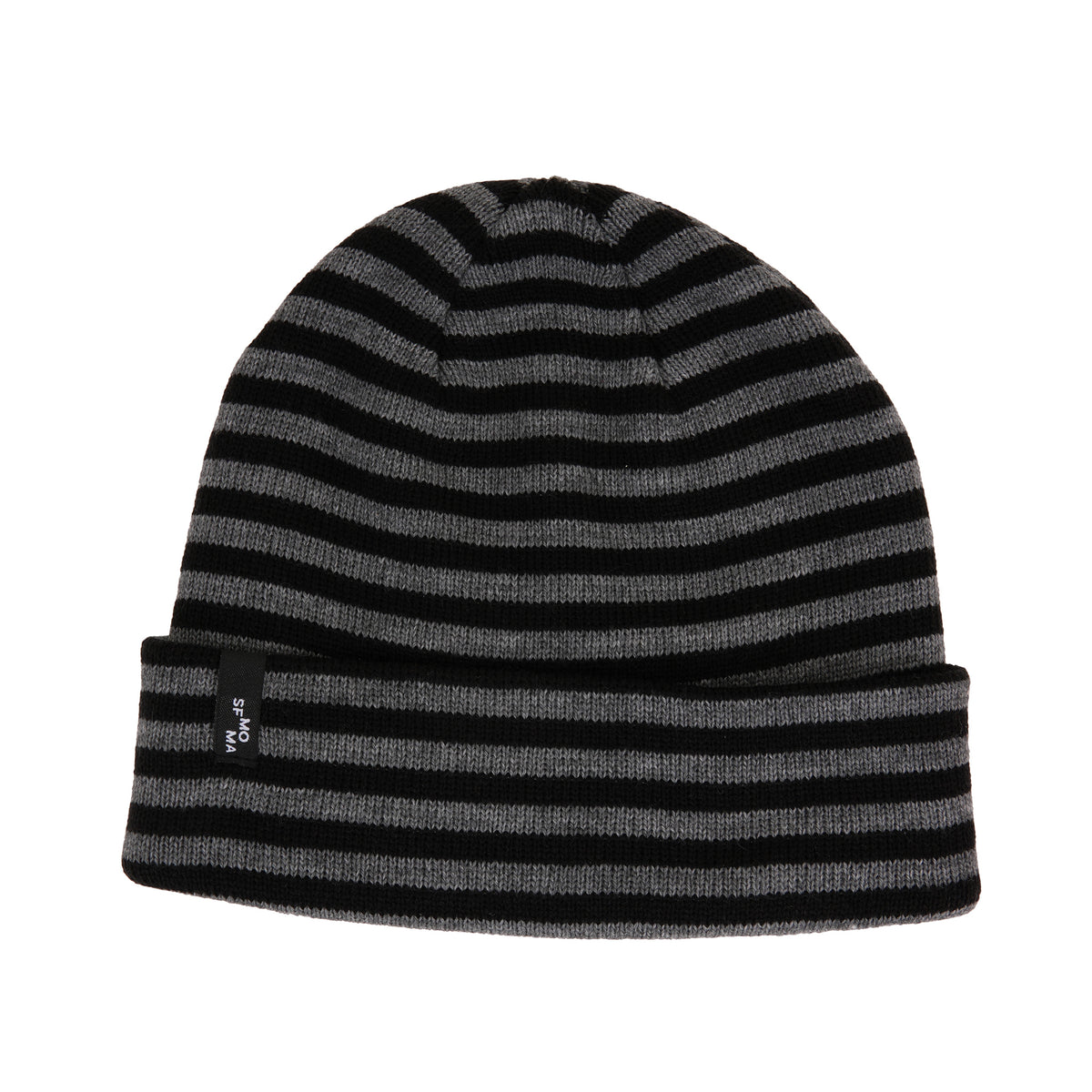 SFMOMA Striped Beanie: Black + Grey