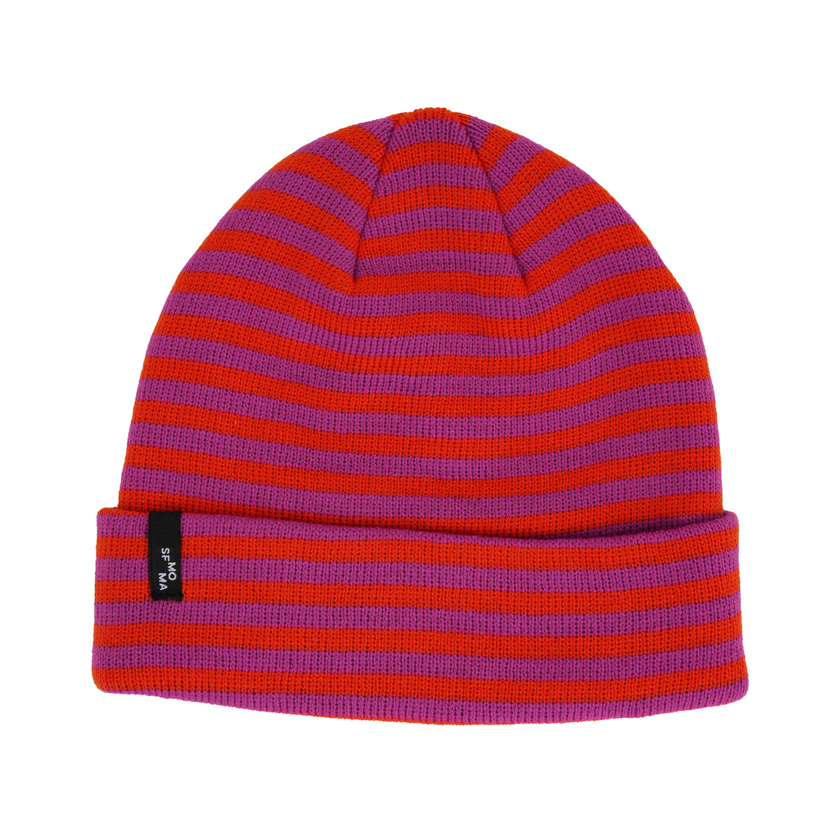 SFMOMA Striped Beanie: Poppy + Magenta