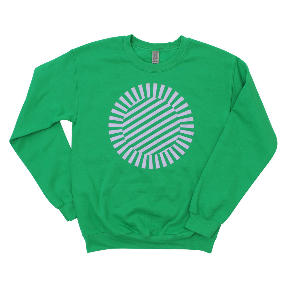 Front view sweatshirt with turret graphic.