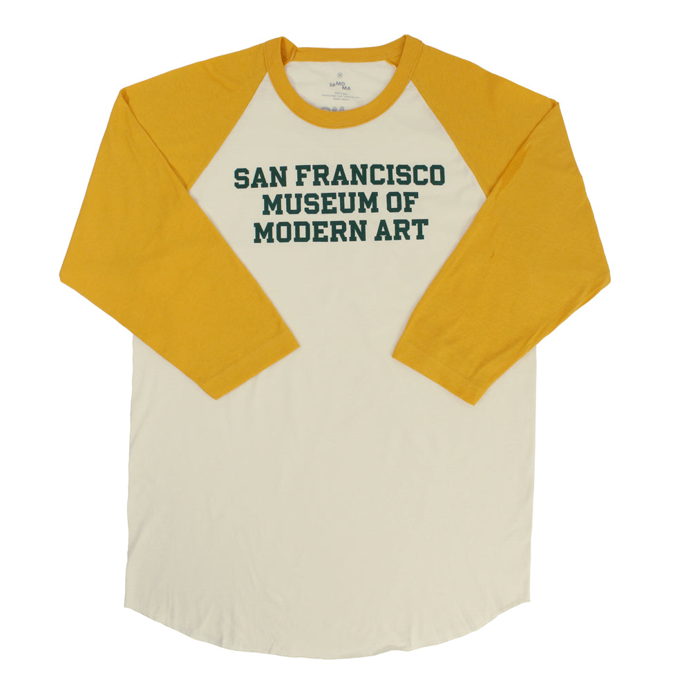 SFMOMA Collegiate Raglan front view.